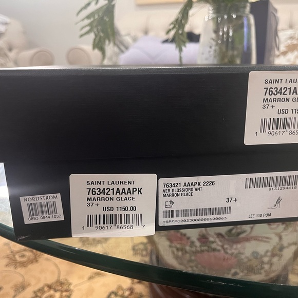 Authentic Brand new Saint Laurent Lee embellished patent-leather slingback pumps - Picture 6 of 8